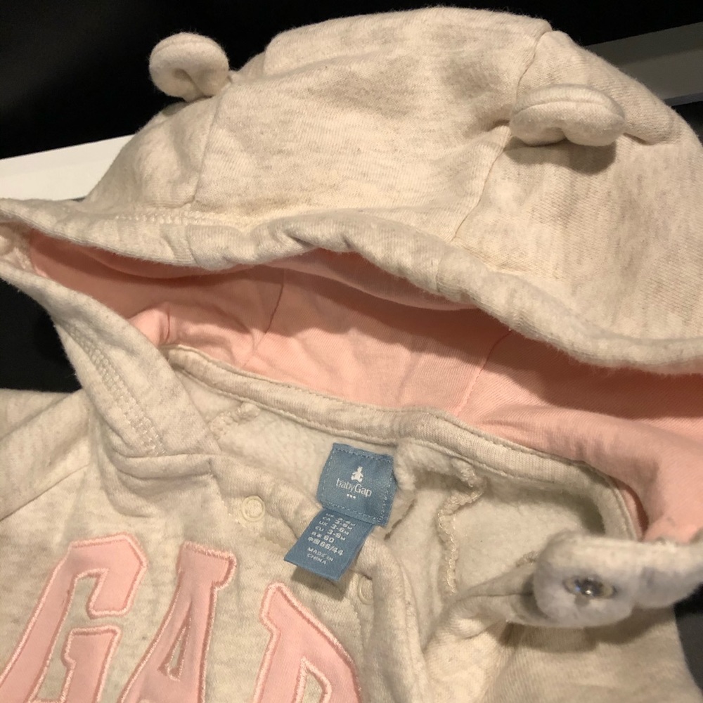 Baby GAP one-piece hooded fleece lined with feet